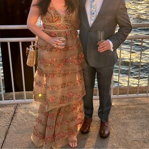 Marchesa Notte Butterfly Tiered Gown